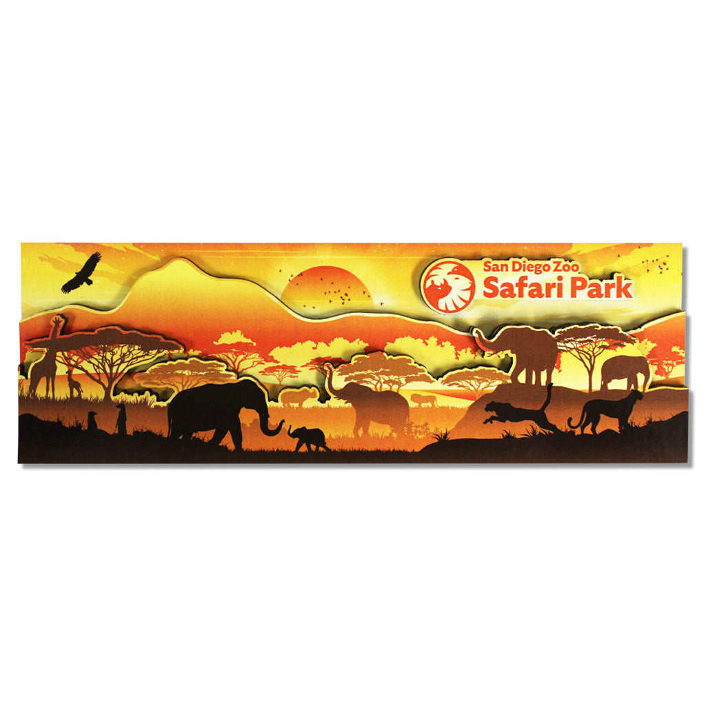 San Diego Zoo Safari Park Savanna Trilevel Magnet with African Wildlife and sunset design