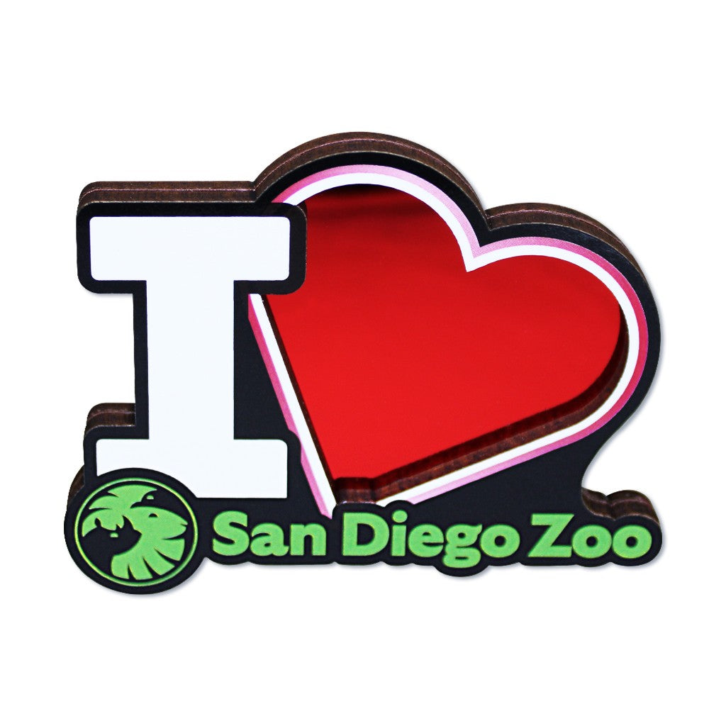 2D LAYERED MAGNET I LOVE SAN DIEGO ZOO I HEART SDZWA SOUVENIR WOOD EPOXY