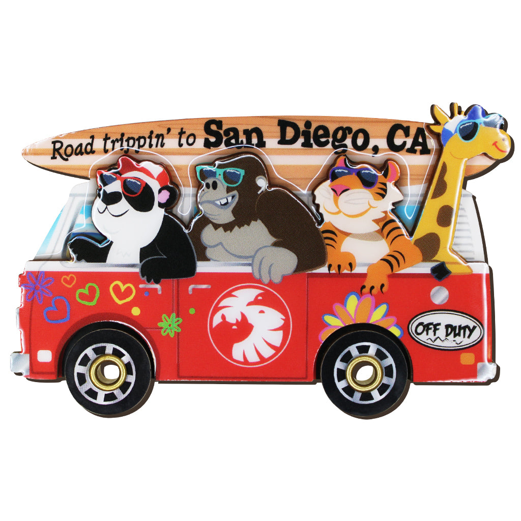 ROAR TRIPPIN' TO SAN DIEGO CA VW VAN SURFBOARD MAGNET