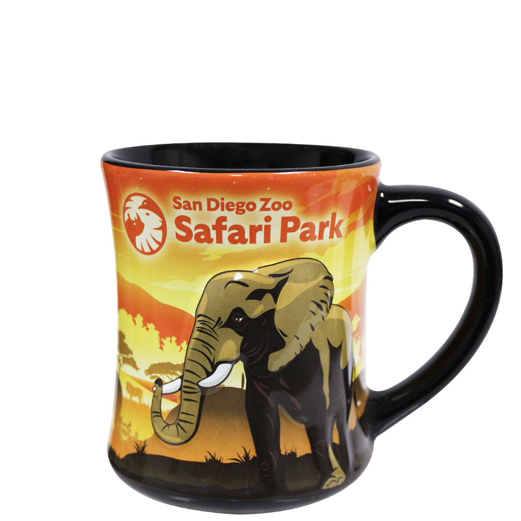 EMBOSSED ELEPHANT SAVANNA COFFE MUG WITH SAN DIEGO ZOO SAFARI 