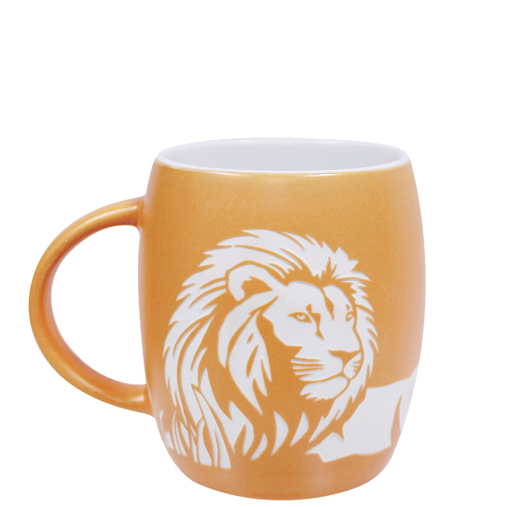 GOLDEN ORANGE MALE LION ETCHED COFFEE MUG 14 OUNCE SAN DIEGO ZOO & SAFARI PARK 