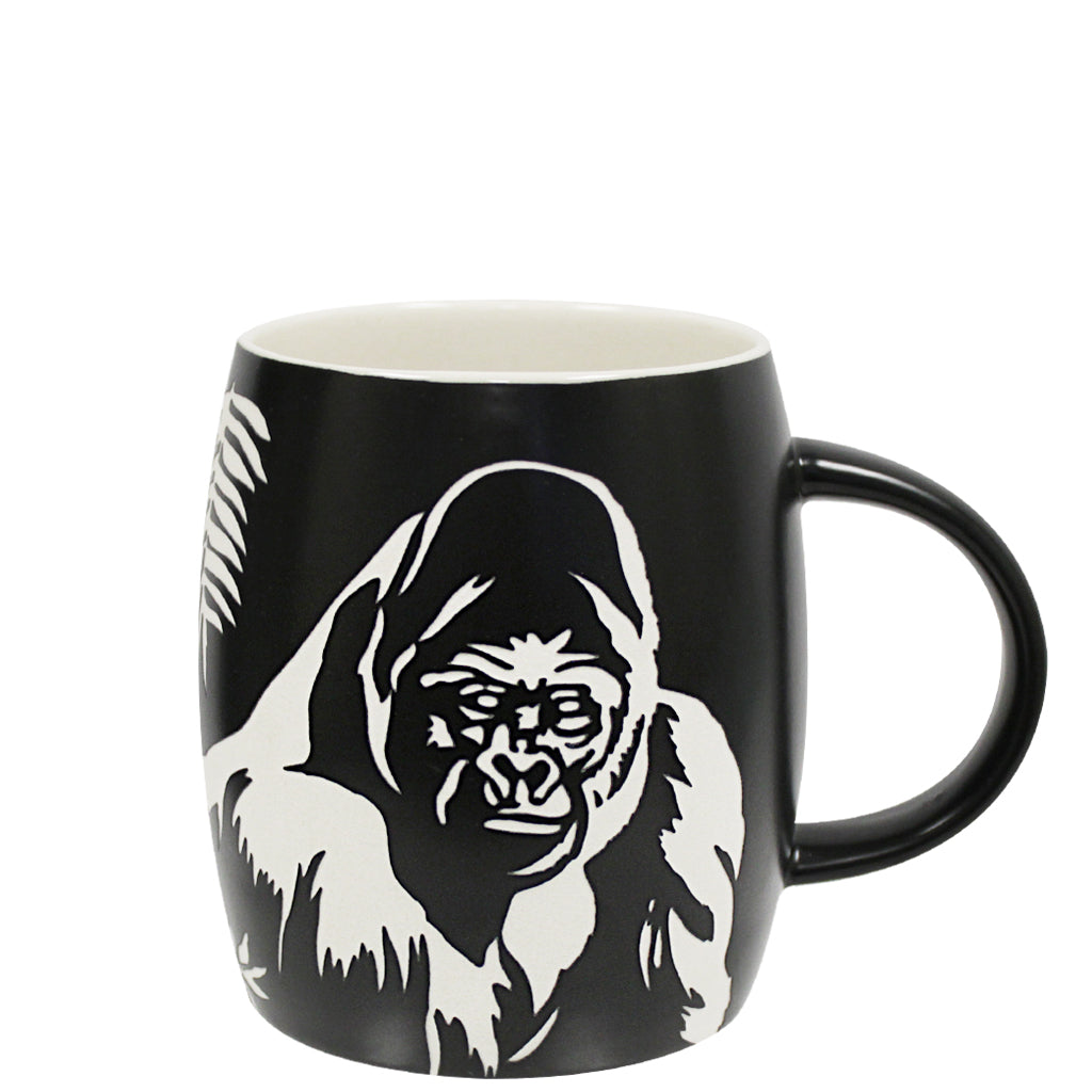 MALE SILVERBACK GORILLA ETCHED MATTE BLACK AND CREAM COFFEE 