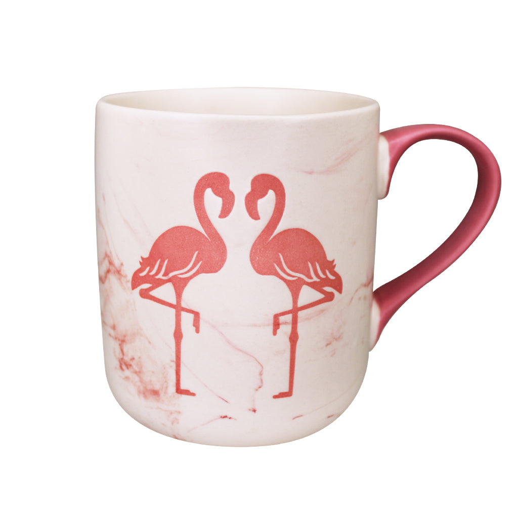 Flamingo Pair Marble Mug Pink and Cream 15 Ounce Coffee Mug
