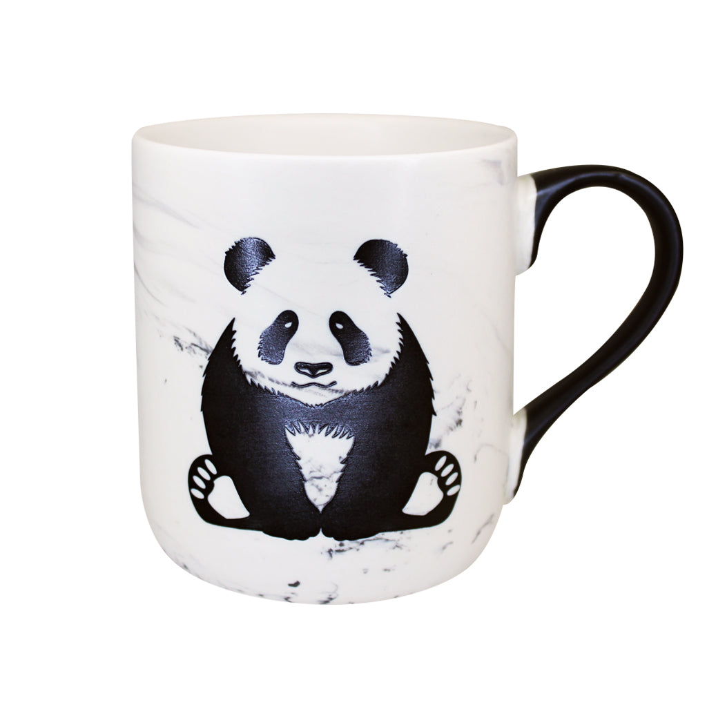 GIANT PANDA MARBLE FINISH CREAM AND BLACK COFFEE MUG