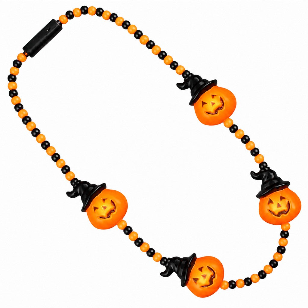 Light Up Pumpkin Witch Necklace