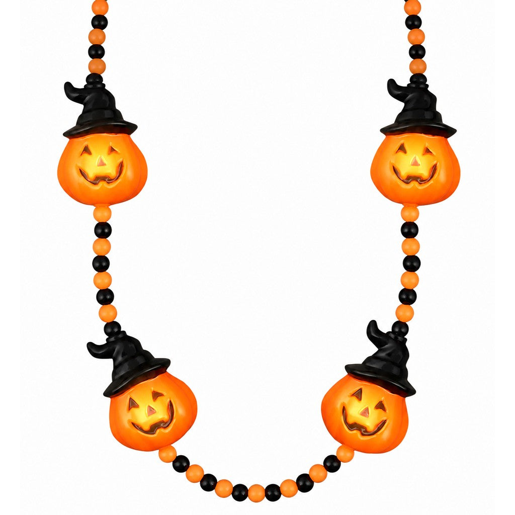 HALLOWEEN WITCH JACK-O-LANTERNS PUMPKINS LIGHT UP LED NECKLACE 