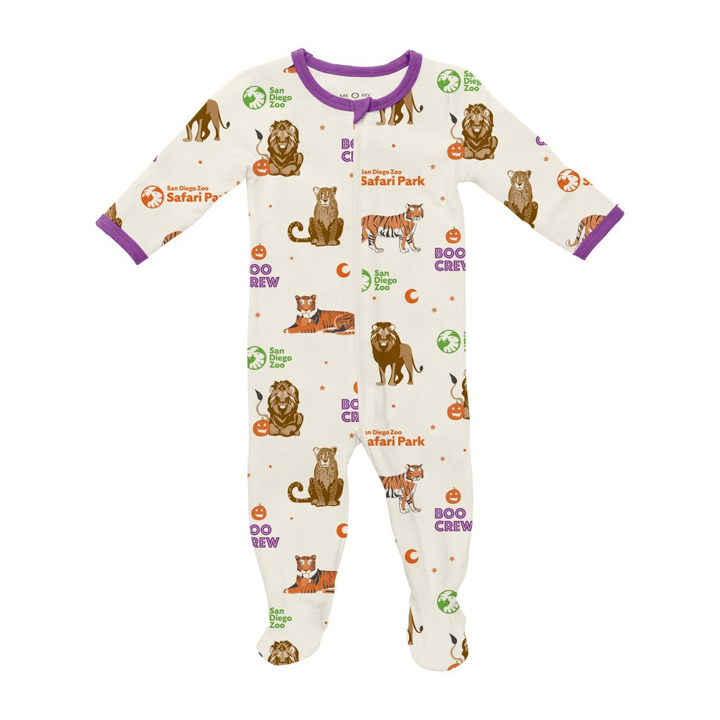 BOO CREW CATS FOOTIE BABY INFANT HALLOWEEN PAJAMAS SAN DIEGO ZOO SAFARI PARK