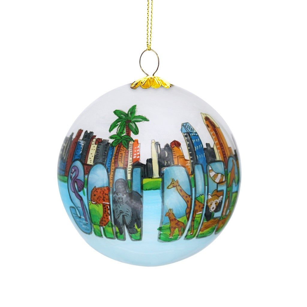 San Diego Zoo Skyline Hand-Painted Ornament