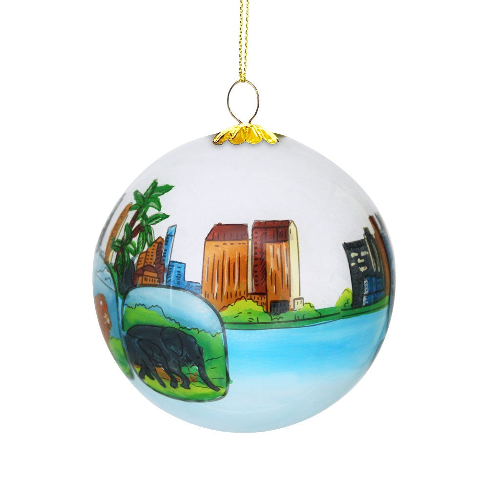 San Diego Zoo Skyline Hand-Painted Ornament