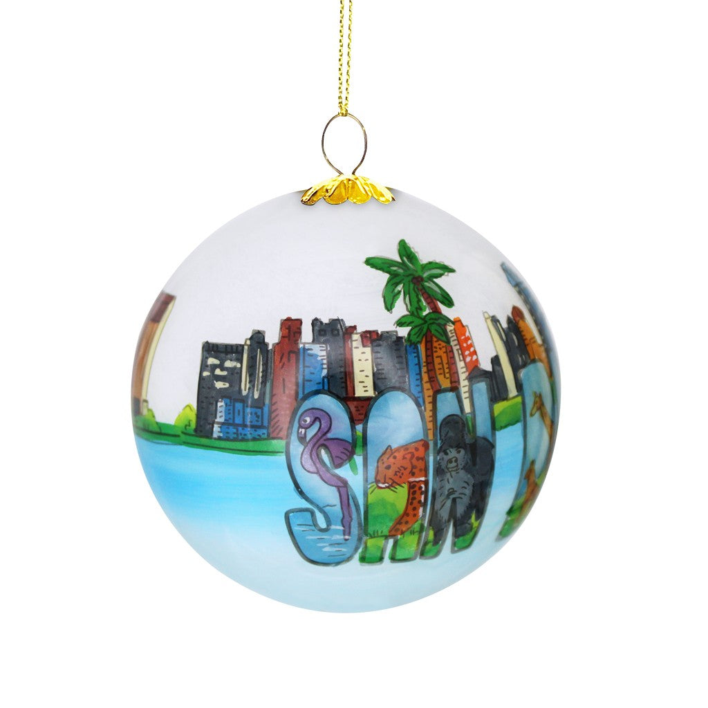 San Diego Zoo Skyline Hand-Painted Ornament