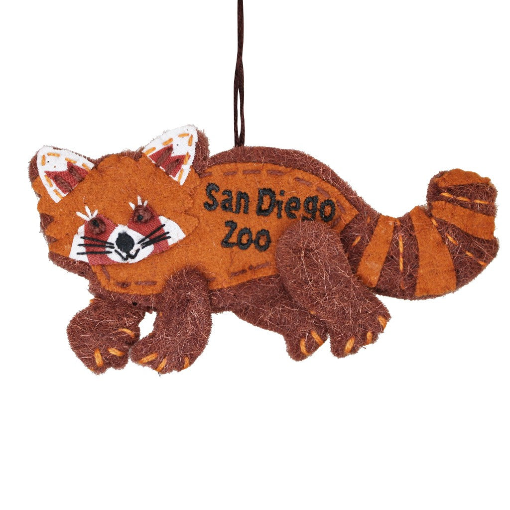 handmade red panda recycled wool Christmas ornament tree holiday  San Diego Zoo