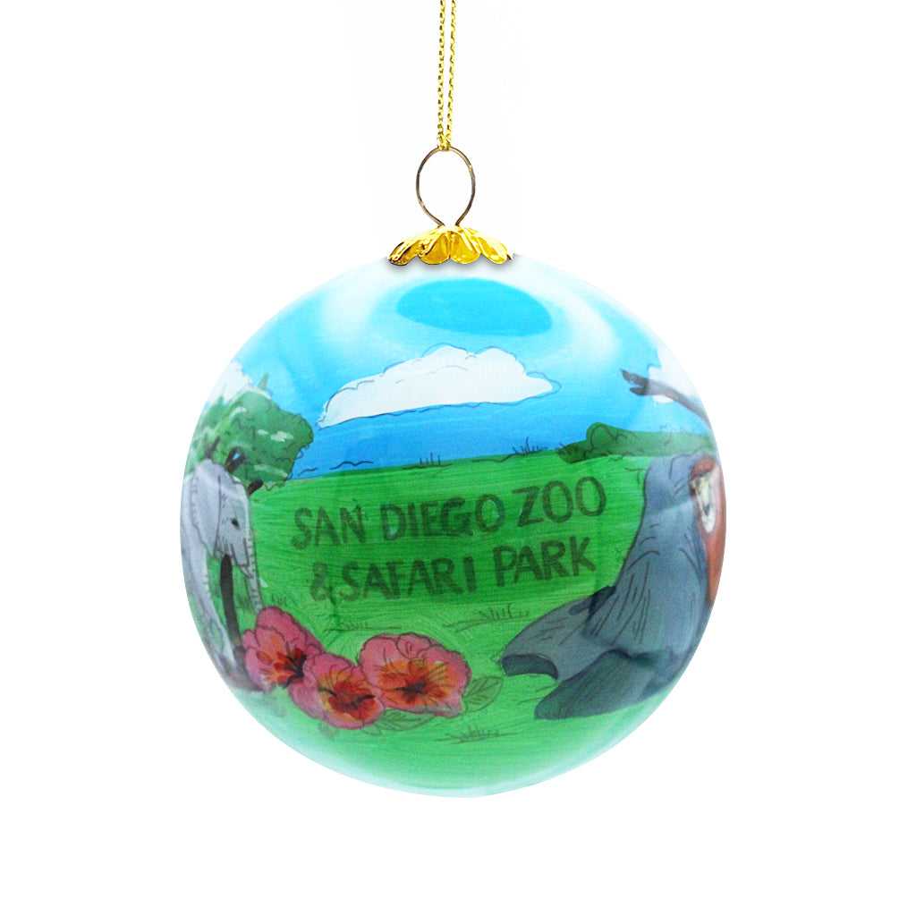 Hand-Painted Big 5 Collage Glass Ornament