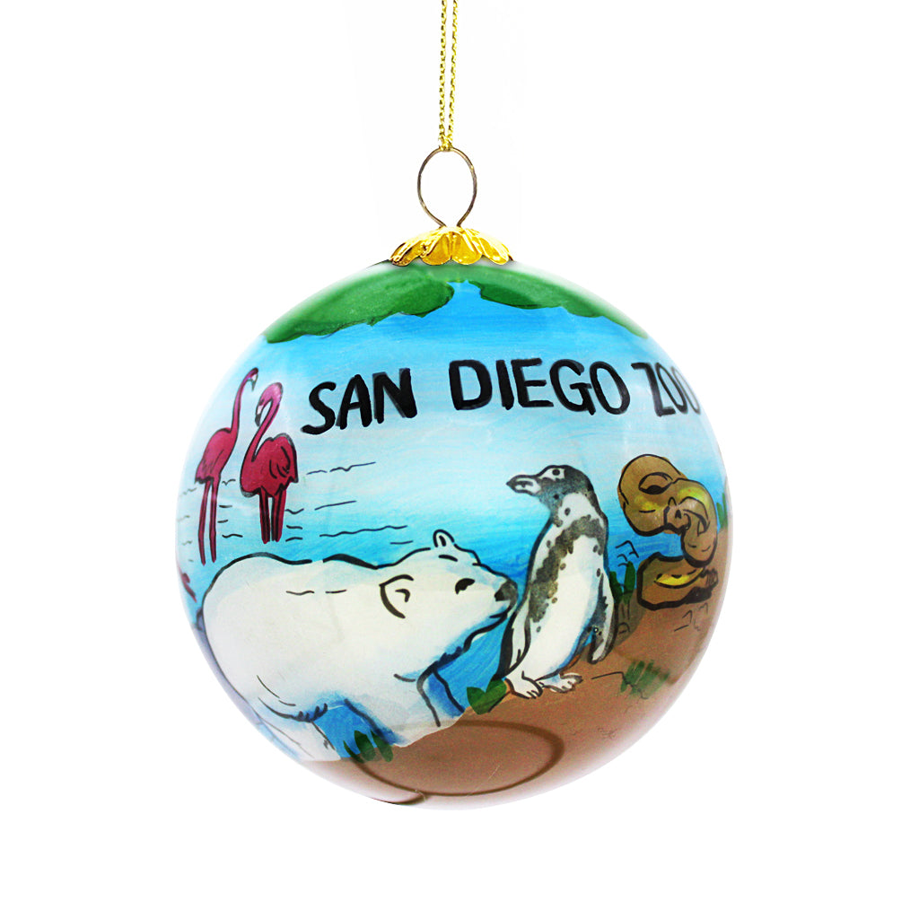 SAN DIEGO ZOO GLASS HAND PAINTED CHRISTMAS ORNAMENT COLLECTIBLE