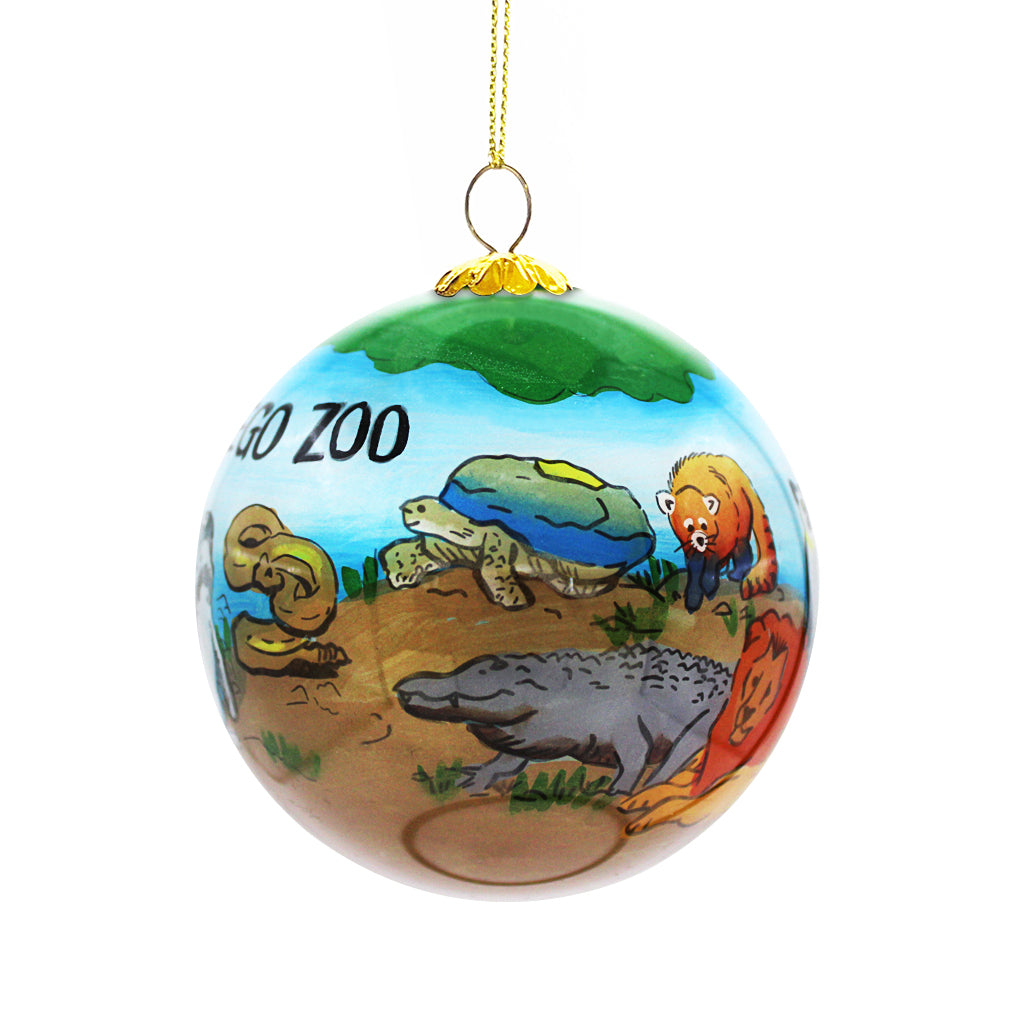 Hand-Painted San Diego Zoo Glass Ornament