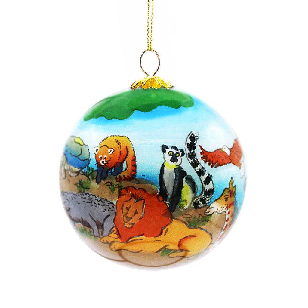 Hand-Painted San Diego Zoo Glass Ornament