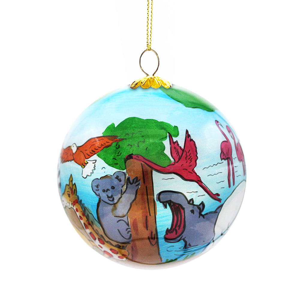 Hand-Painted San Diego Zoo Glass Ornament