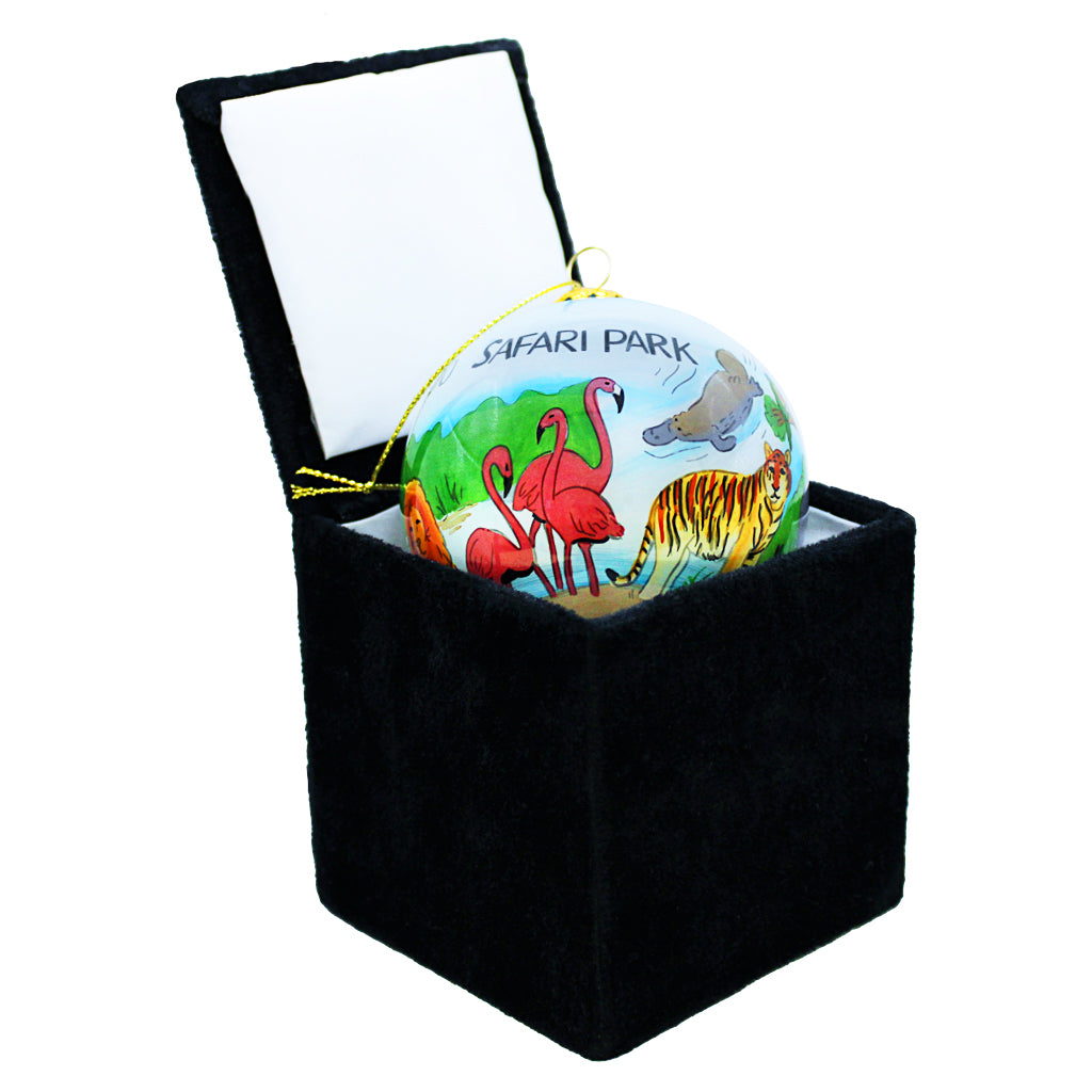 Hand-Painted Safari Park Glass Ornament