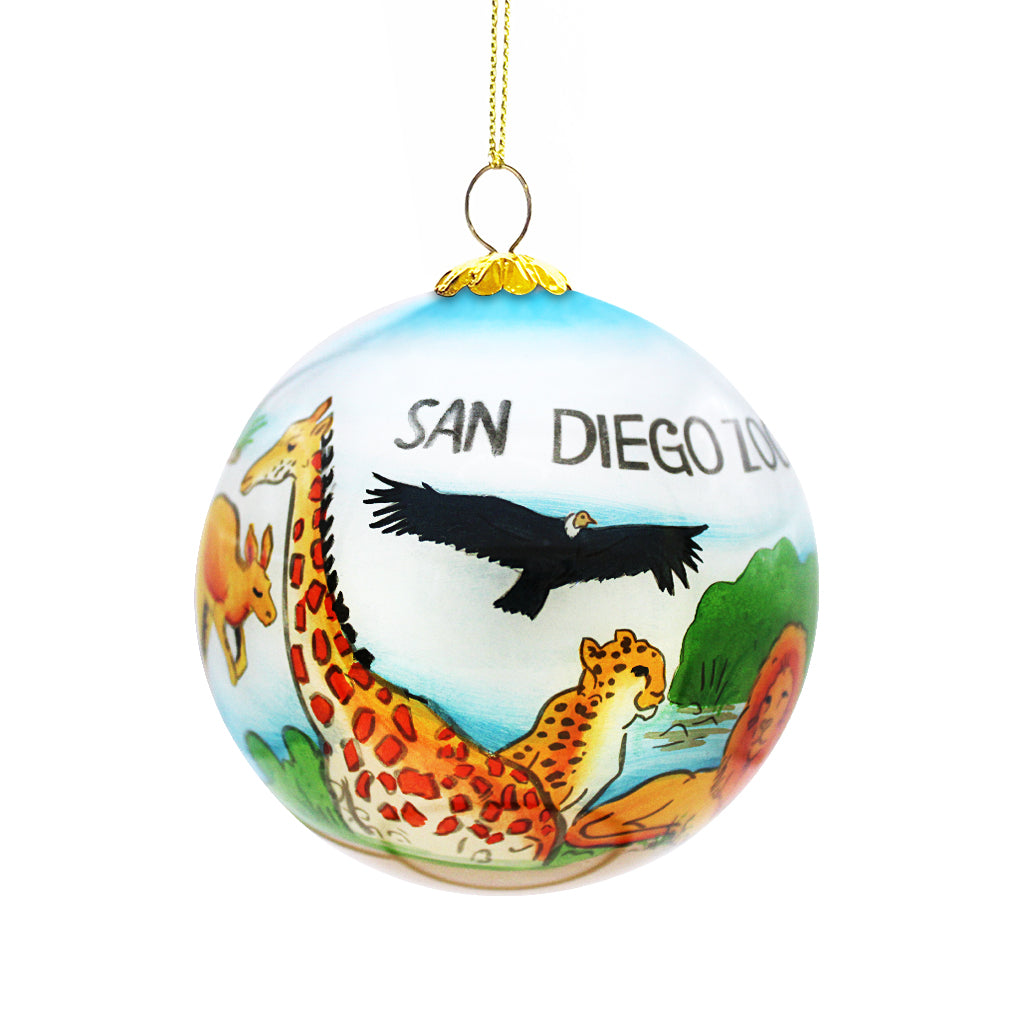 Hand-Painted Safari Park Glass Ornament