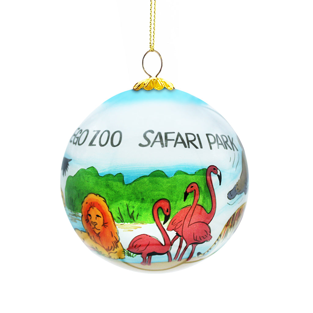 Hand-Painted Safari Park Glass Ornament