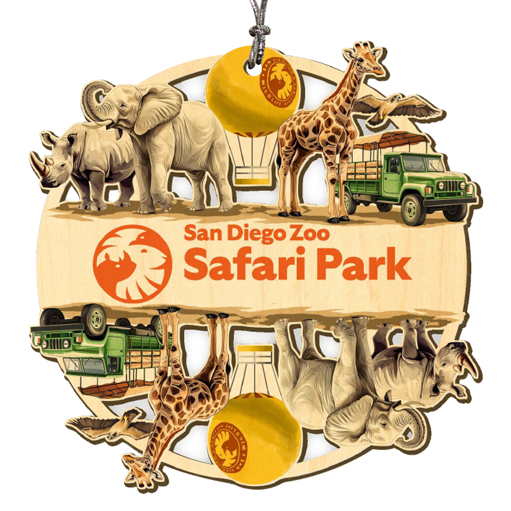 SAN DIEGO ZOO SAFARI PARK ANIMALS LASER CUT WOODEN ORNAMENT