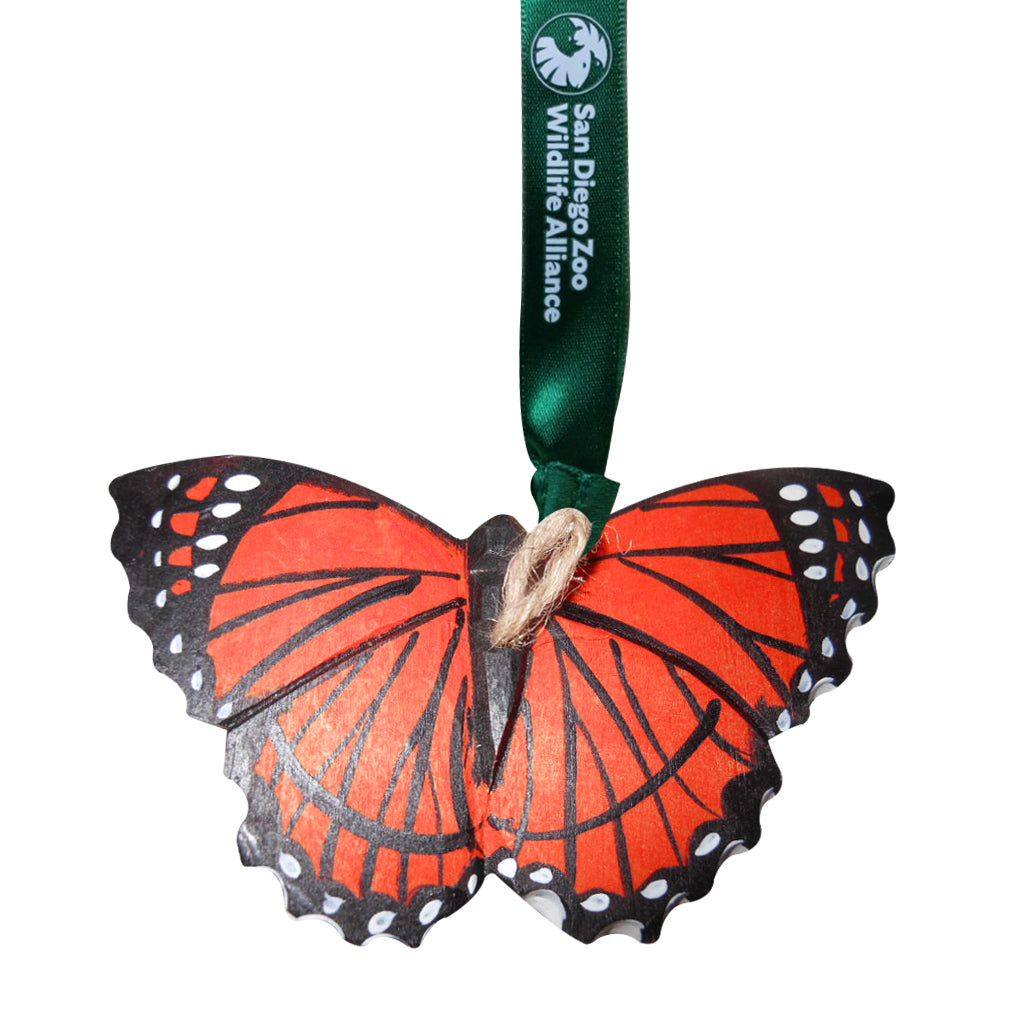 ART STUDIOS CARVED WOOD MONARCH BUTTERFLY CHRISTMAS TREE ORNAMENT