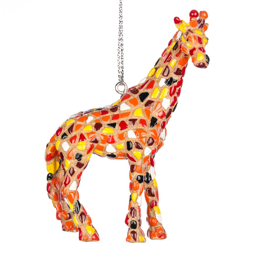 MOSAIC GIRAFFE CHRISTMAS HOLIDAY ORNAMENT 
