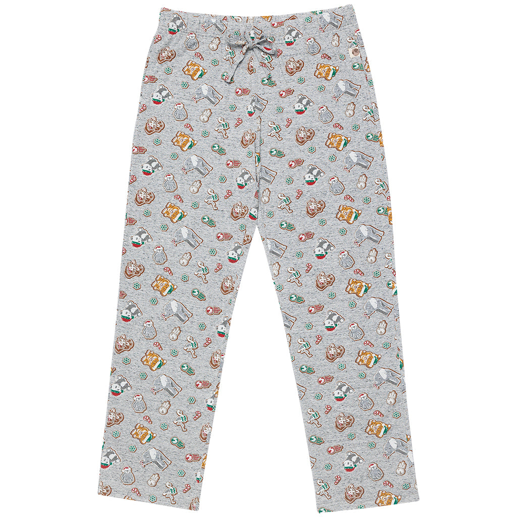 WILDLY SWEET HOLIDAY MENS PAJAMA PJ PANTS ALL OVER COOKIE ZOO ANIMAL PRINT