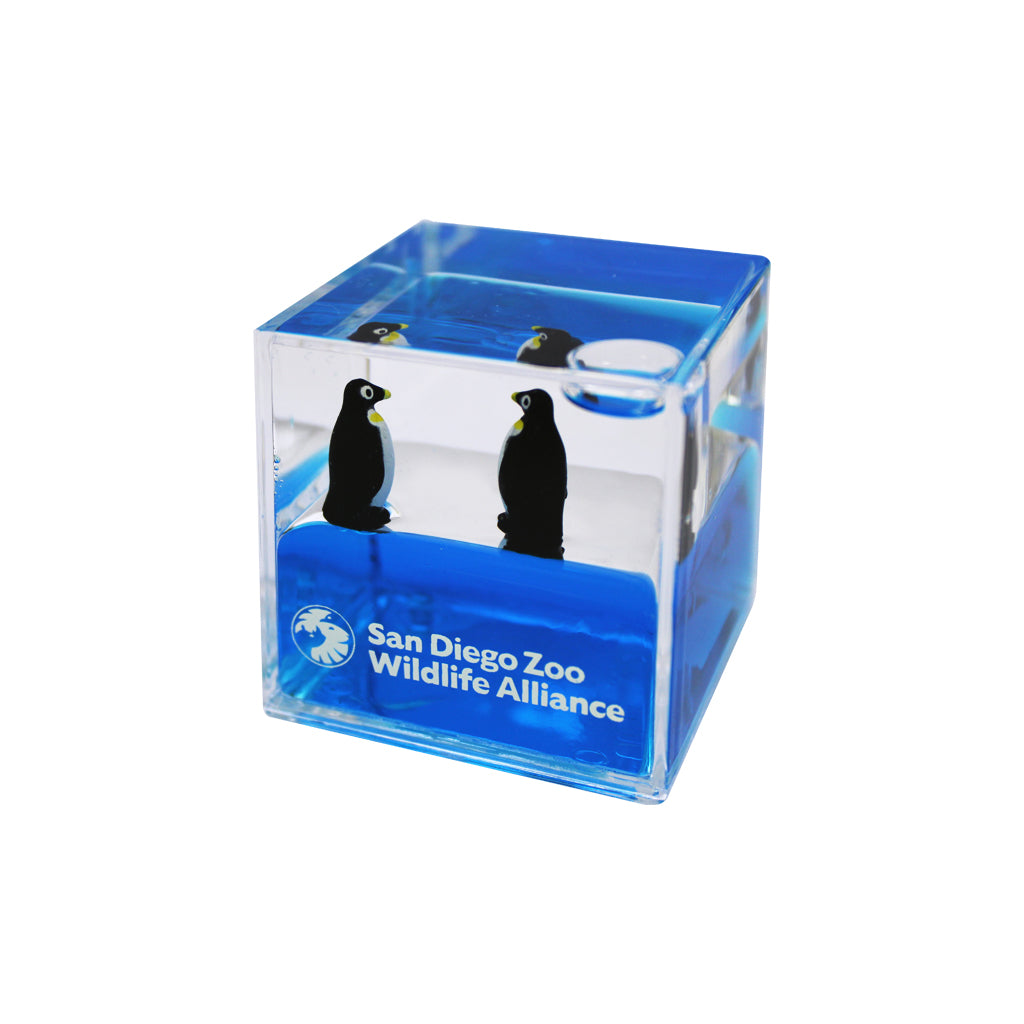 PENGUIN LIQUID MOTION CUBE PAPERWEIGHT SENSORY TOY