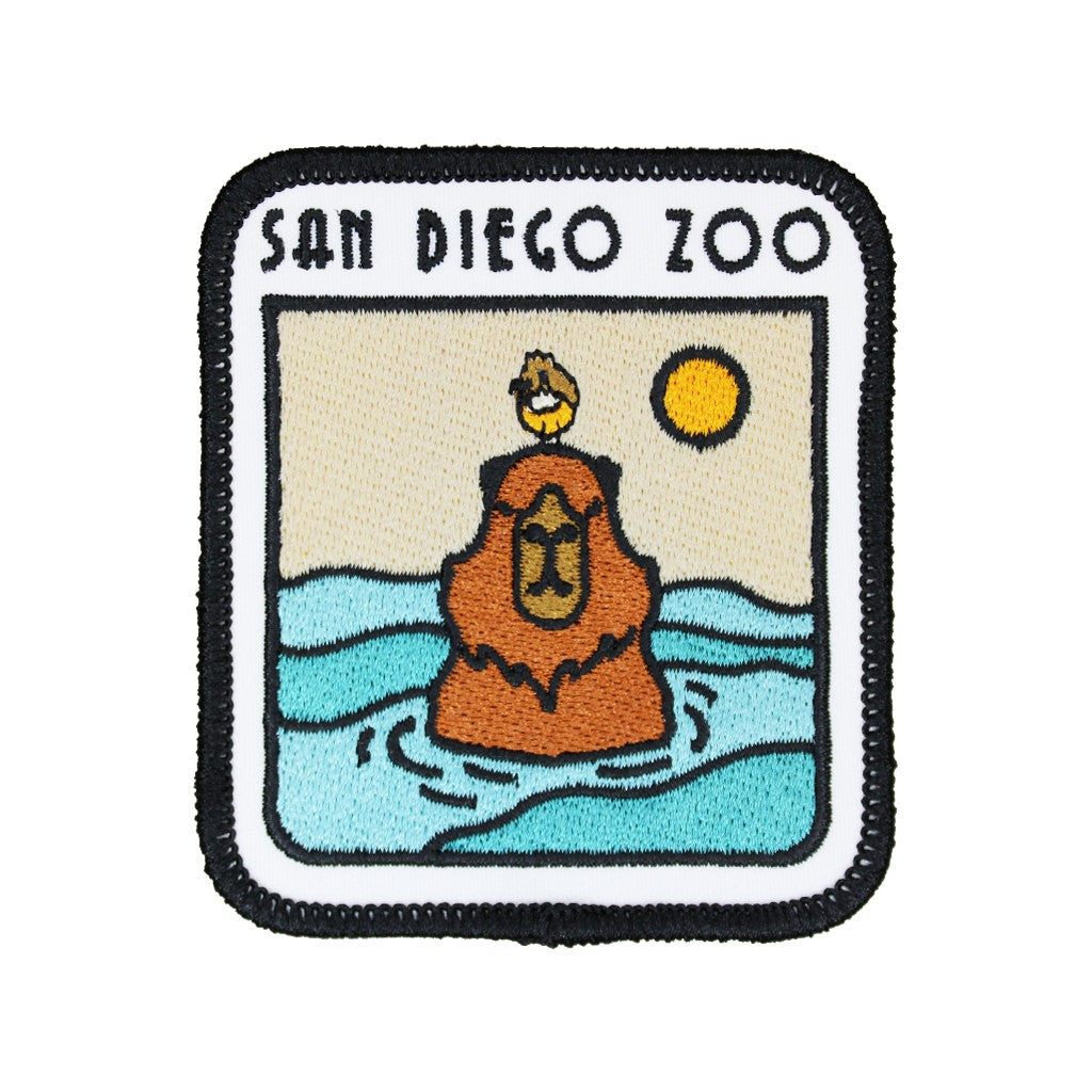 San Diego Zoo Swimming Capybara woven patch iron on water bird sun