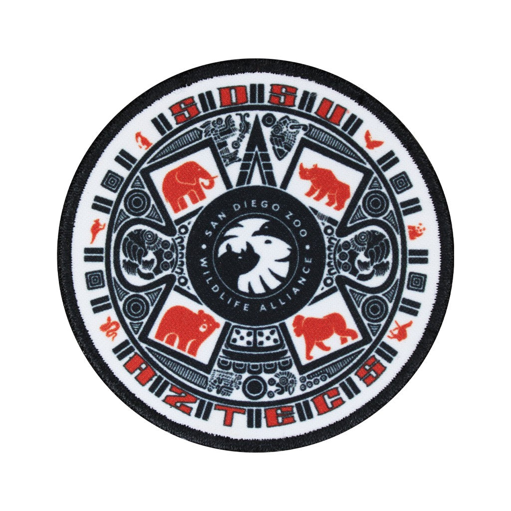 CIRCULAR SDZWA + SDSU COLLABORATIVE PVC PATCH IRON ON SAN DIEGO ZOO WILDLIFE ALLIANCE AND SAN DIEGO STATE UNIVERSITY

