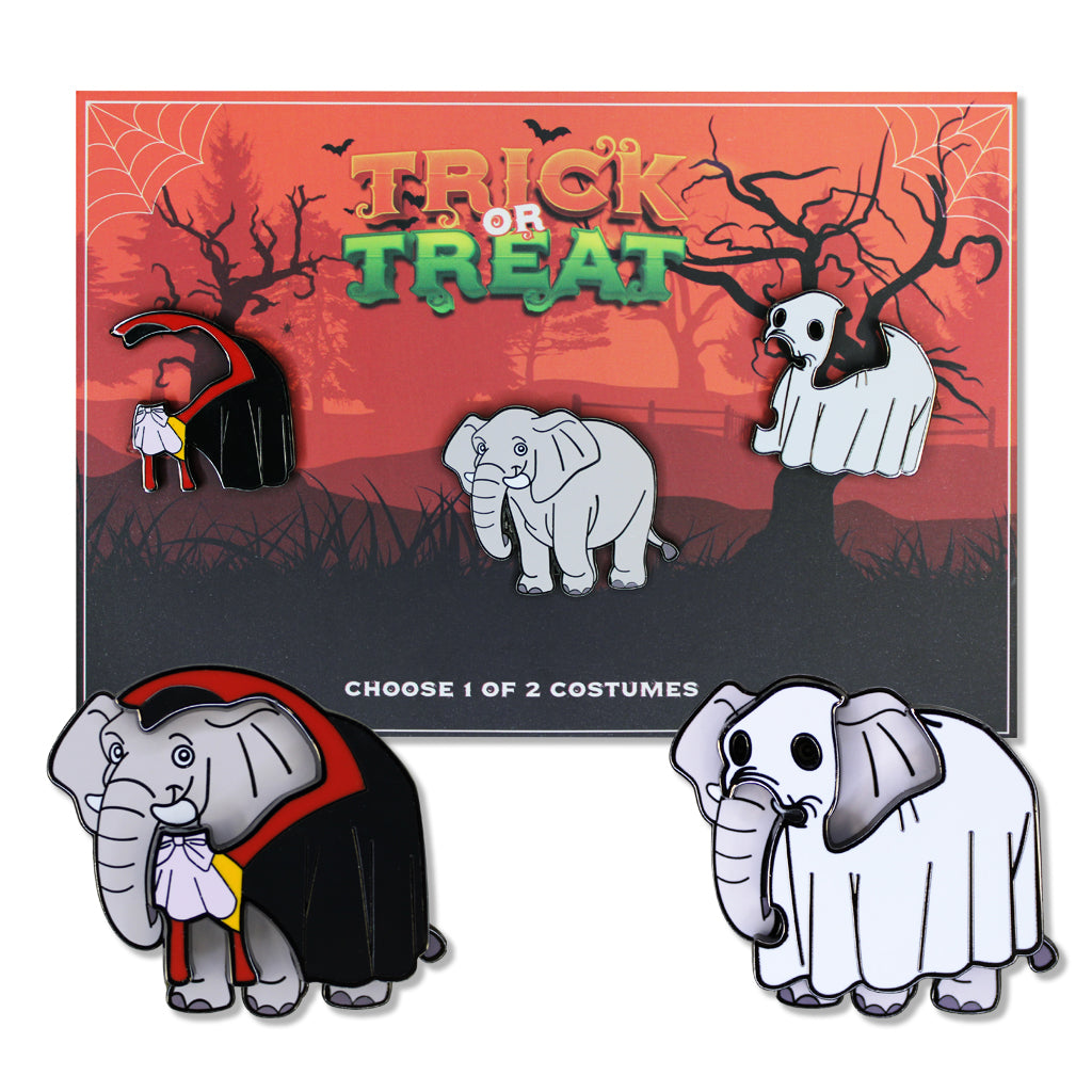 Trick-or-Treat Elephant Magnetic Costume Pin Set Vampire and Ghost