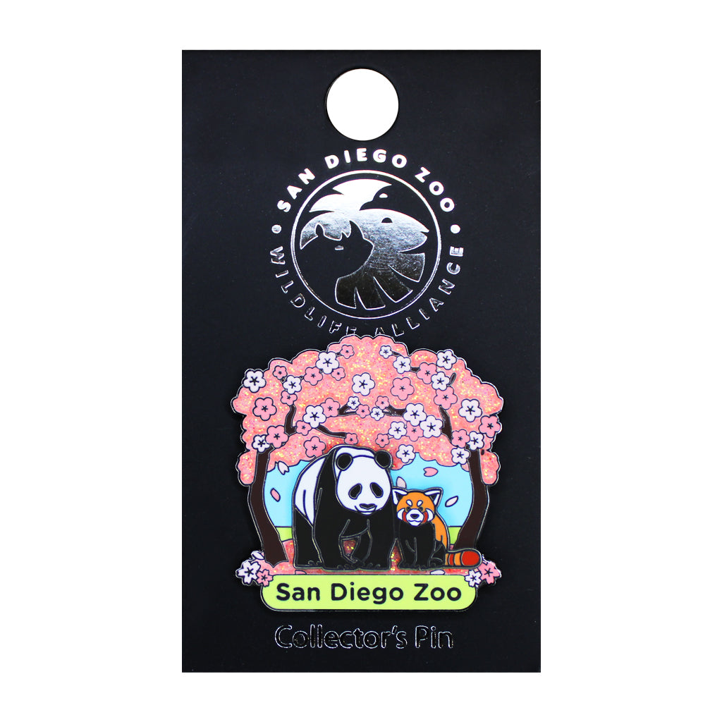 SAN DIEGO ZOO GIANT PANDA AND RED PANDA CHERRY BLOSSOMS TRADING SOUVENIR PIN