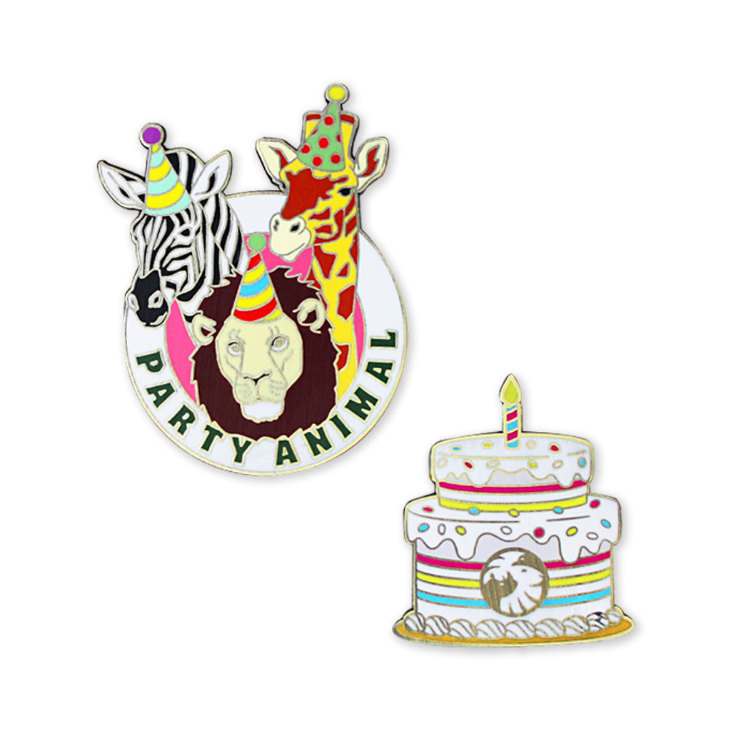IT'S YOUR DAY PARTY ANIMAL BIRTHDAY PIN SET COLLECTIBLE SDZWA TRADING PIN ENAMEL