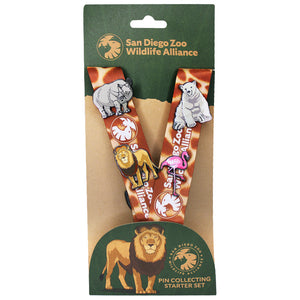 Wildlife Alliance Souvenir Pin & Lanyard Set Enamel Pins Rhino Lion Polar Bear Flamingo