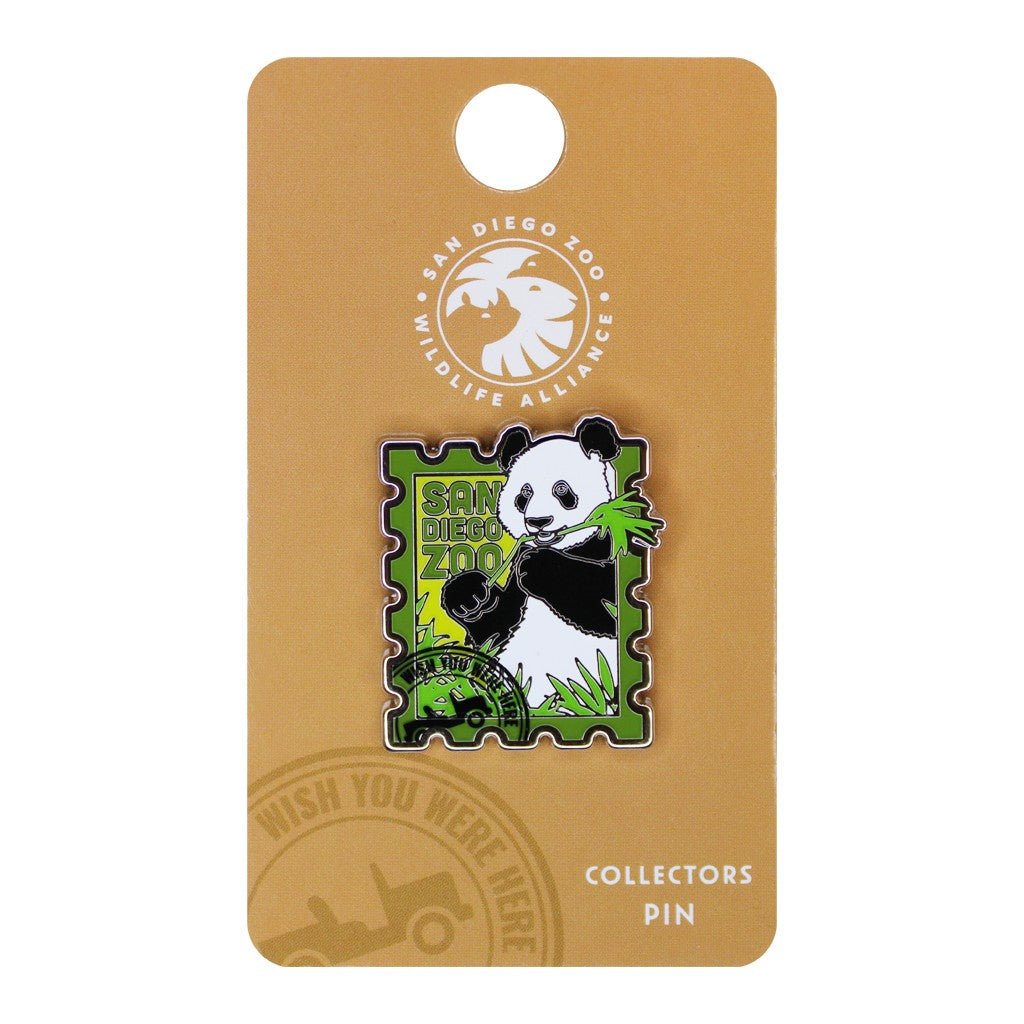 SAN DIEGO ZOO WILDLIFE ALLIANCE PANDA STAMP WISH YOU WERE HERE TRADING PIN ENAMEL SOUVENIR COLLECTOR'S PIN