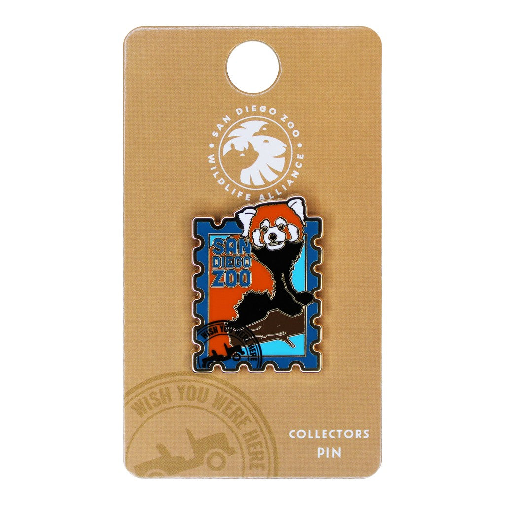 SAN DIEGO ZOO WILDLIFE ALLIANCE RED PANDA WISH YOU WERE HERE TRADING PIN ENAMEL SOUVENIR COLLECTOR'S PIN