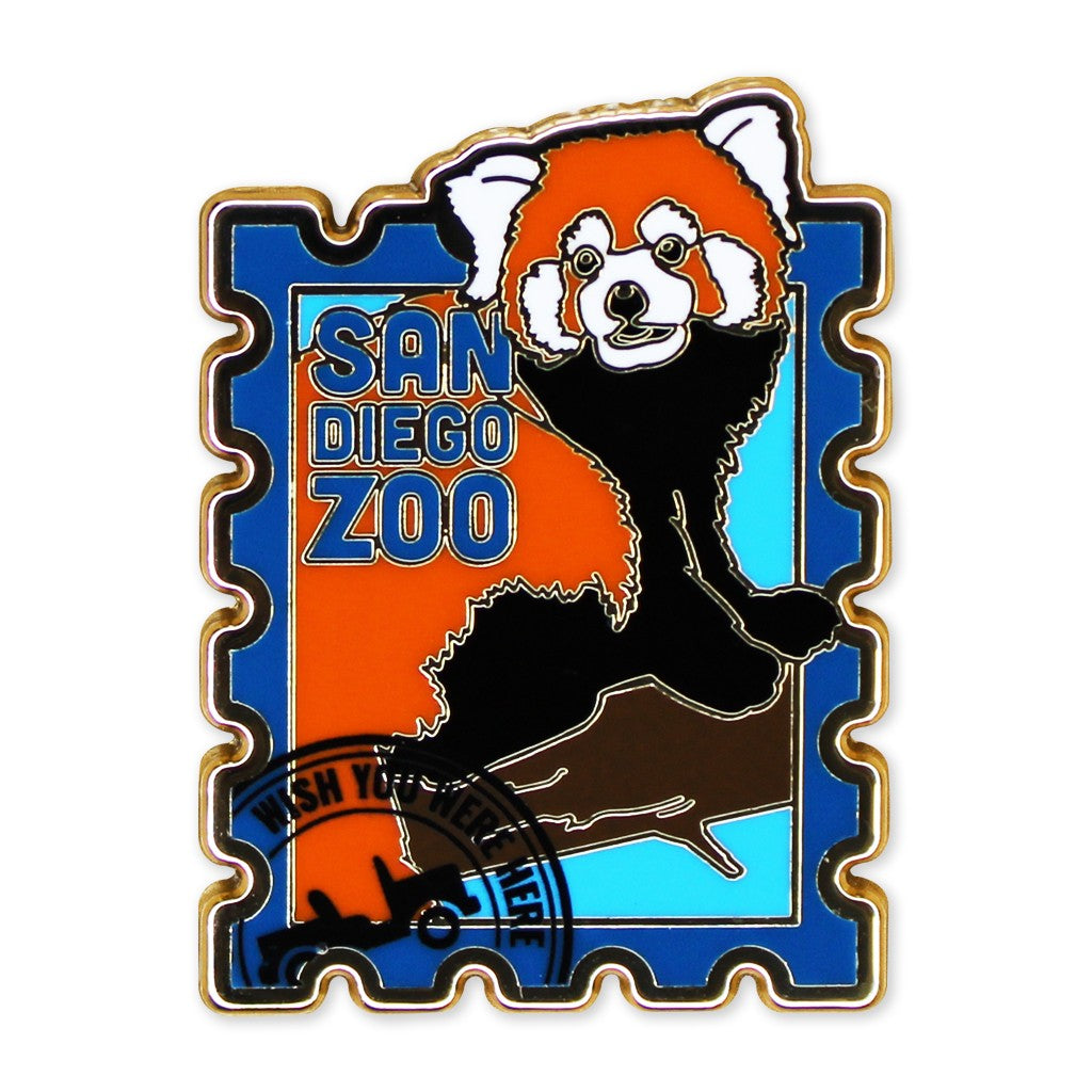 SAN DIEGO ZOO WILDLIFE ALLIANCE RED PANDA WISH YOU WERE HERE TRADING PIN ENAMEL SOUVENIR COLLECTOR'S PIN