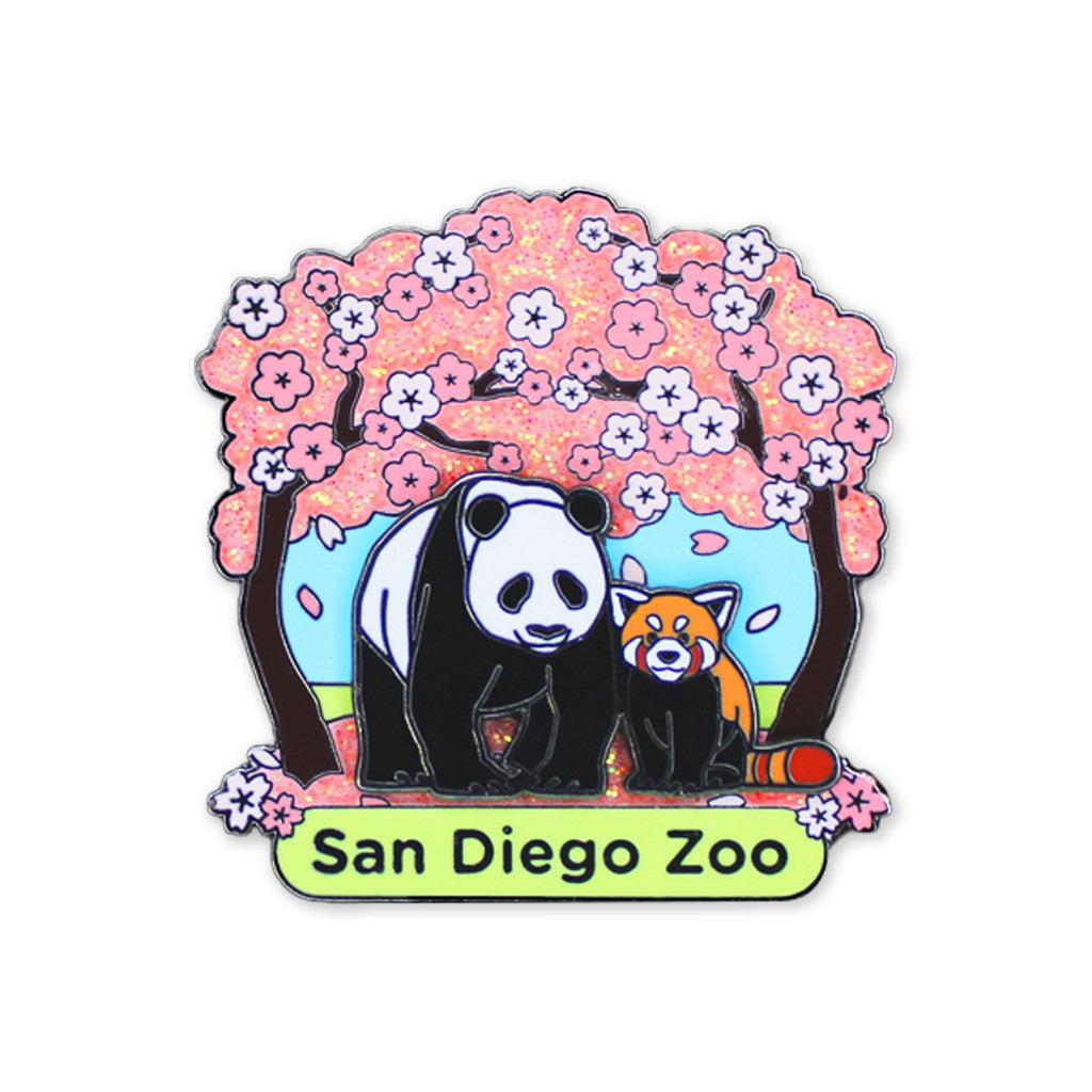 SAN DIEGO ZOO GIANT PANDA AND RED PANDA CHERRY BLOSSOMS TRADING SOUVENIR PIN
