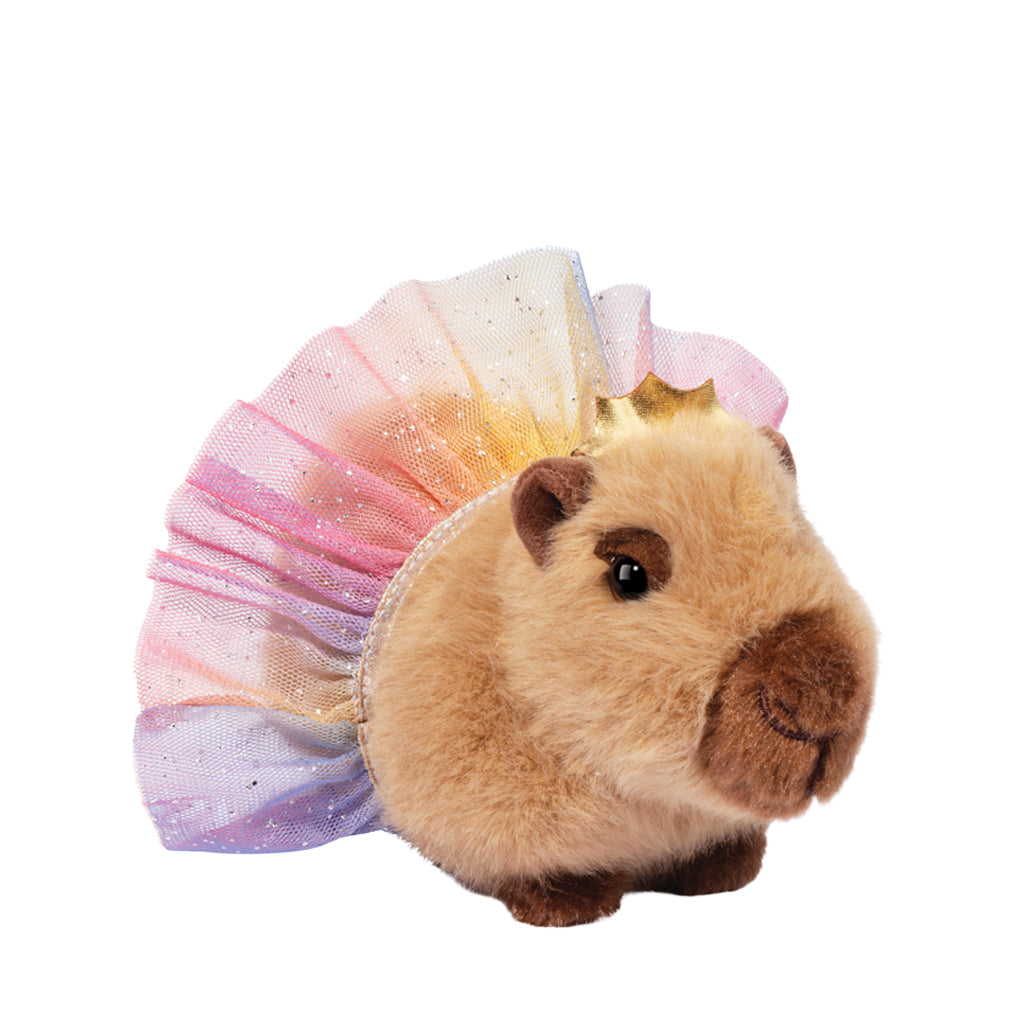 PLUSH CAPYBARA WITH MULTI COLORED TUTU 7 INCH PELUCHES STUFFY  STUFFED