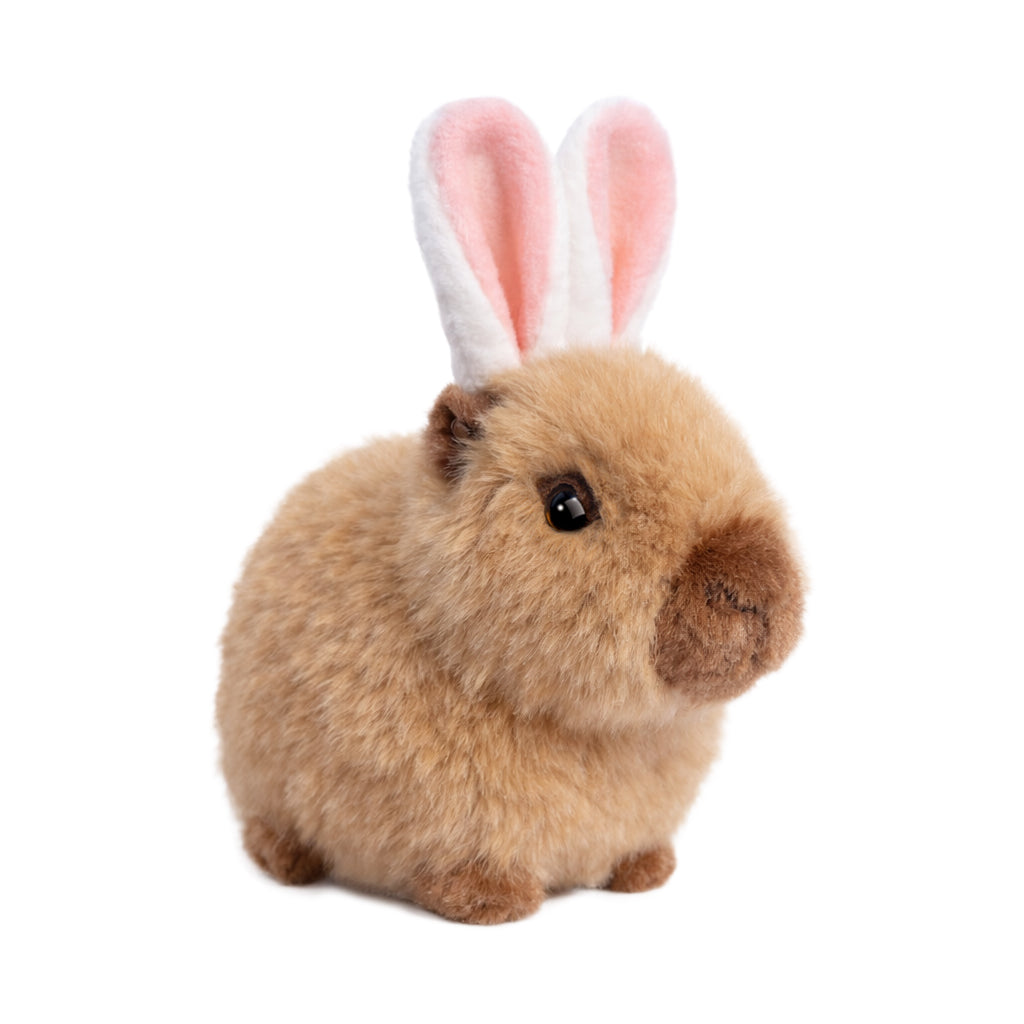PLUSH CAPYBARA WITH PINK AND WHITE BUNNY EARS EASTER SPRING PELUCHES STUFFY 