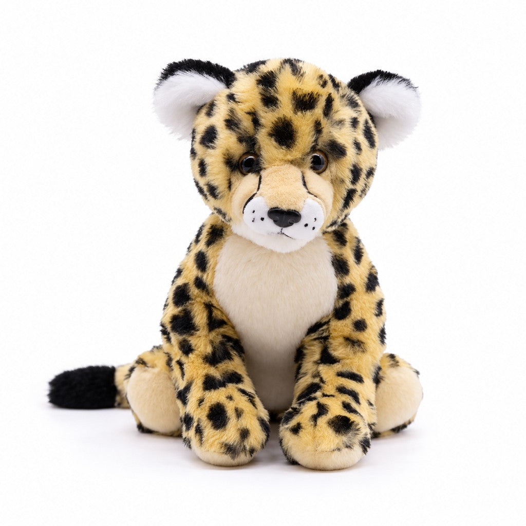 SITTING CHEETAH PLUSH PELUCHES STUFFED ANIMAL STUFFY PLUSHY MADE FROM RECYCLED MATERIALS 12 INCHES