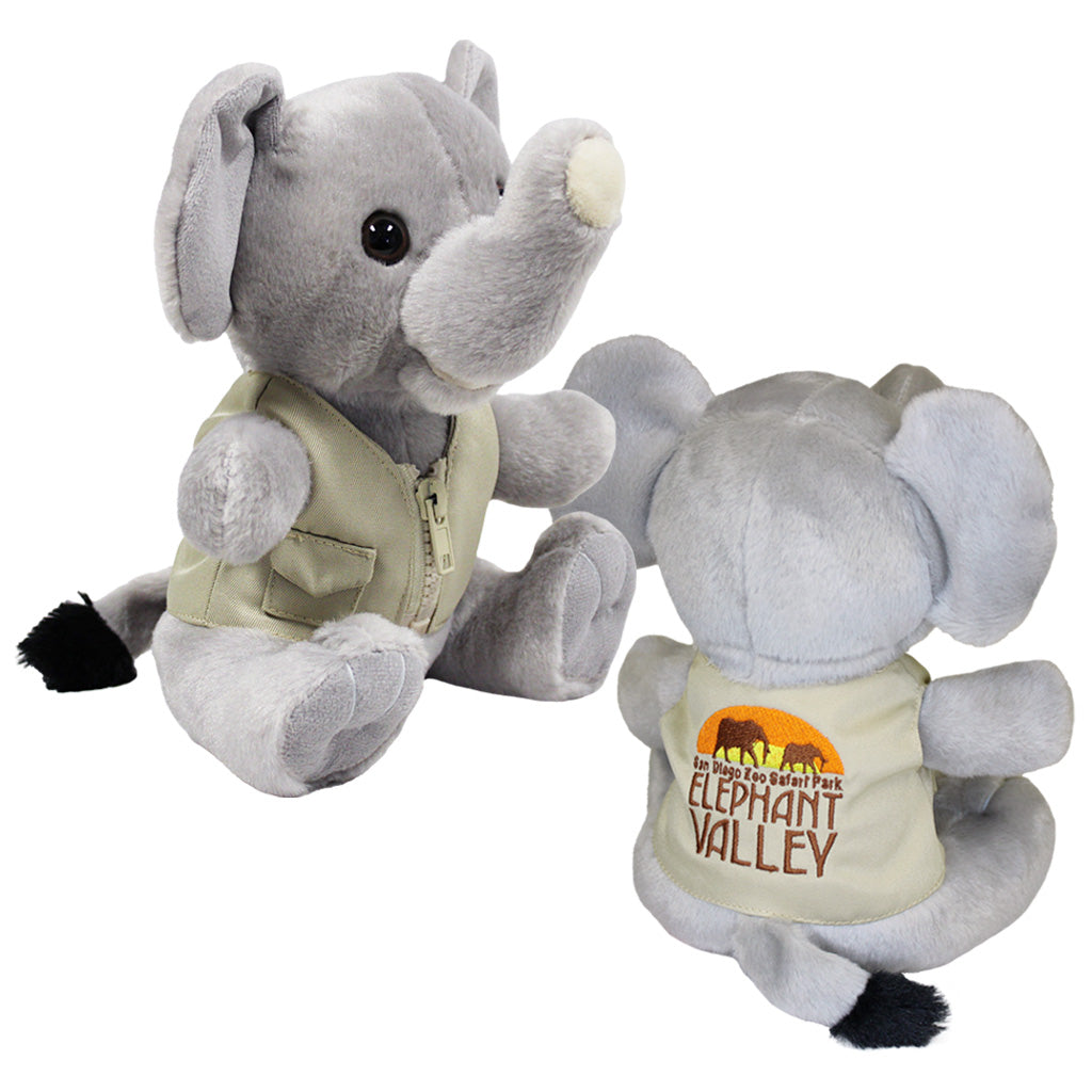 ELEPHANT PLUSH PLUSY PELUCES STUFFY WEARING ELEPHANT VALLEY ZIP UP REMOVABLE VEST