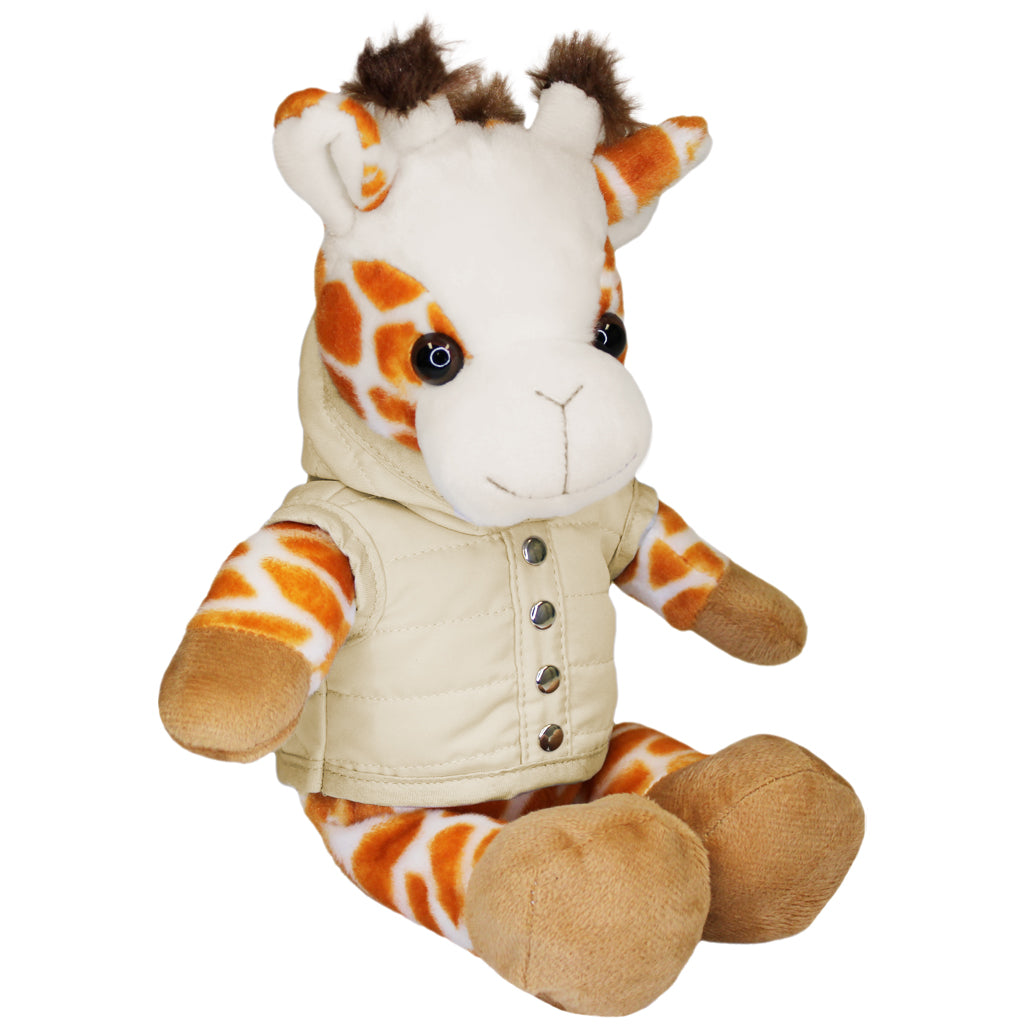 Giraffe Plush with SDZWA Cream Puffer Jacket