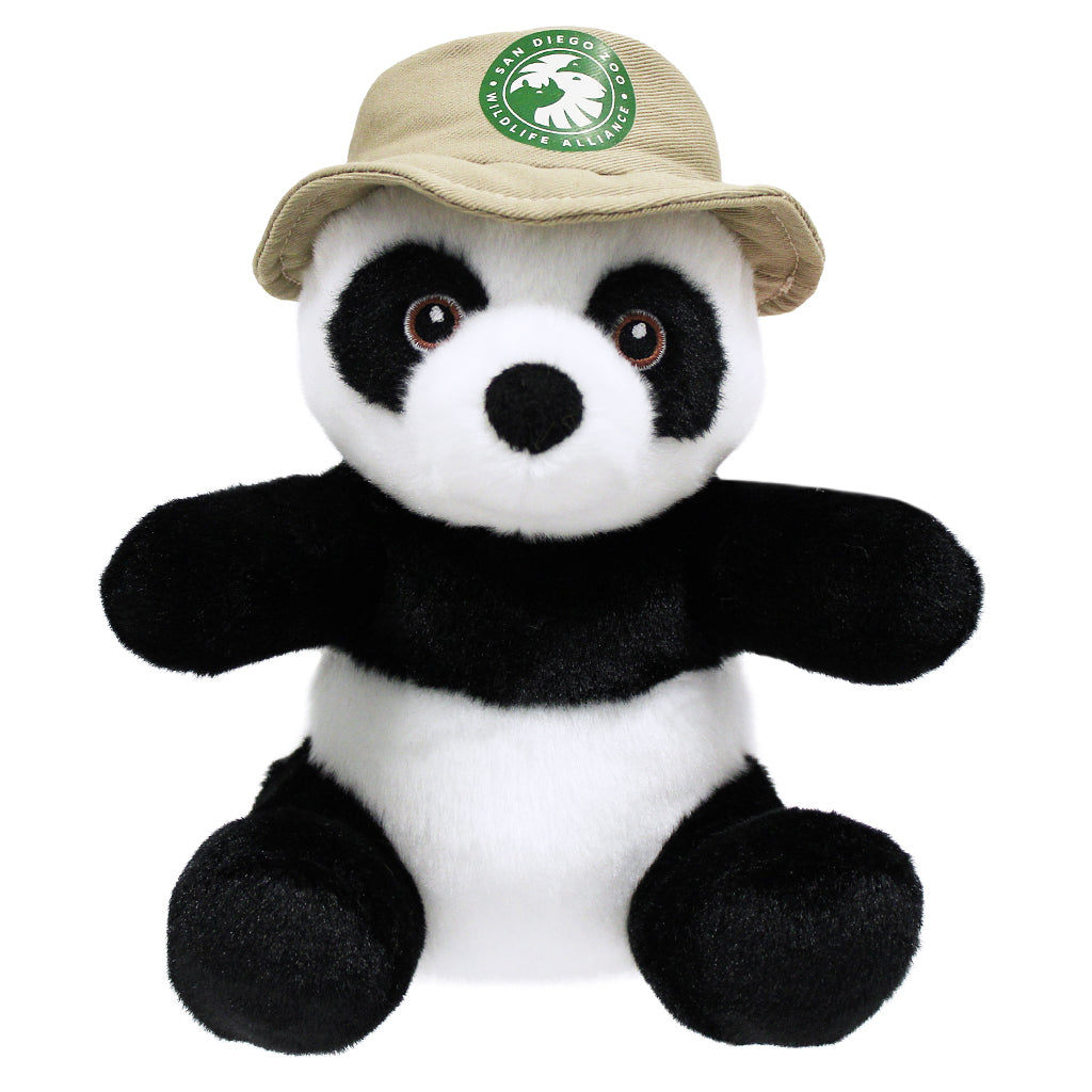 PANDA PLUSHY PELUCHES WITH KHAKI SAN DIEGO ZOO LOGO BUCKET HAT