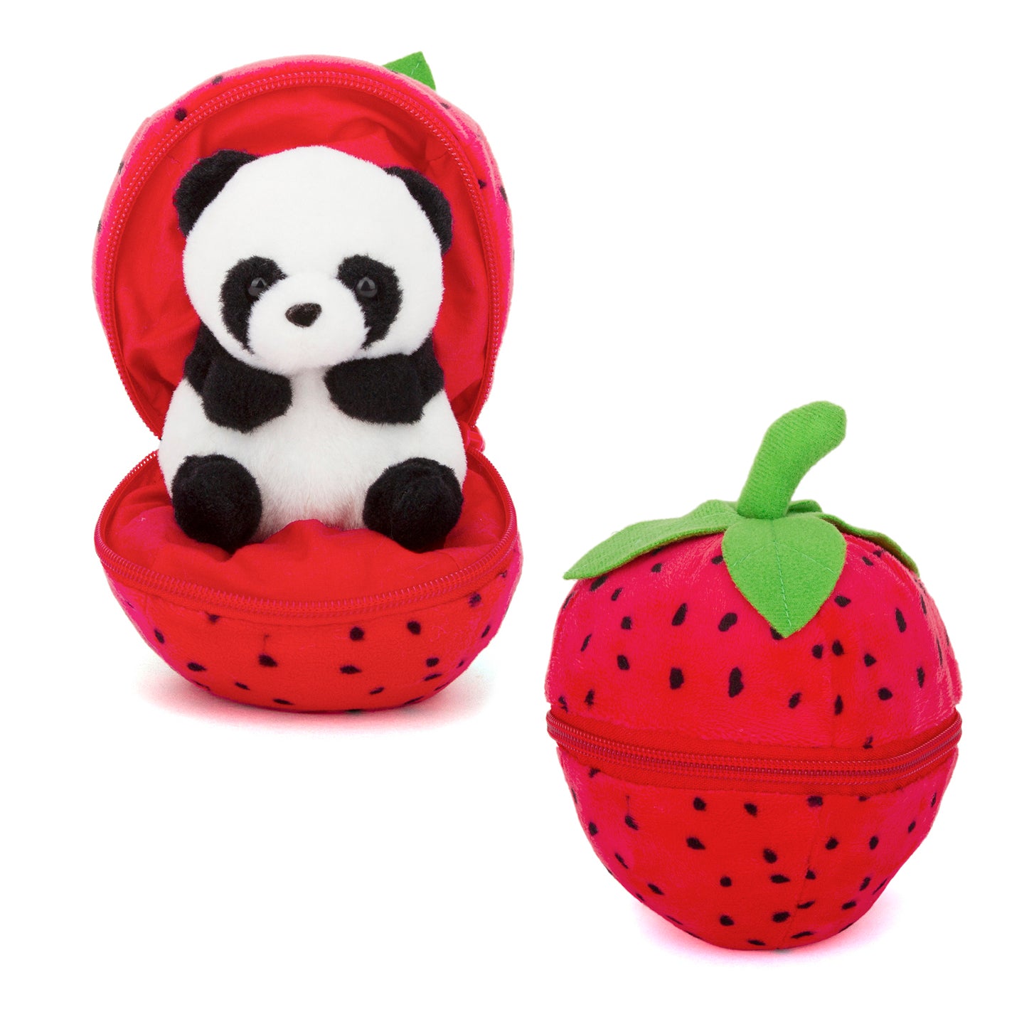 PLUSH PELUCHES ZIP UP STRAWBERRY WITH PANDA PLUSHY INSIDE