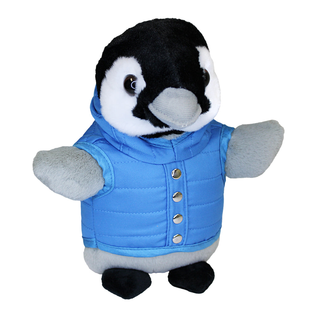 Penguin Plush with SDZWA Blue Puffer Jacket