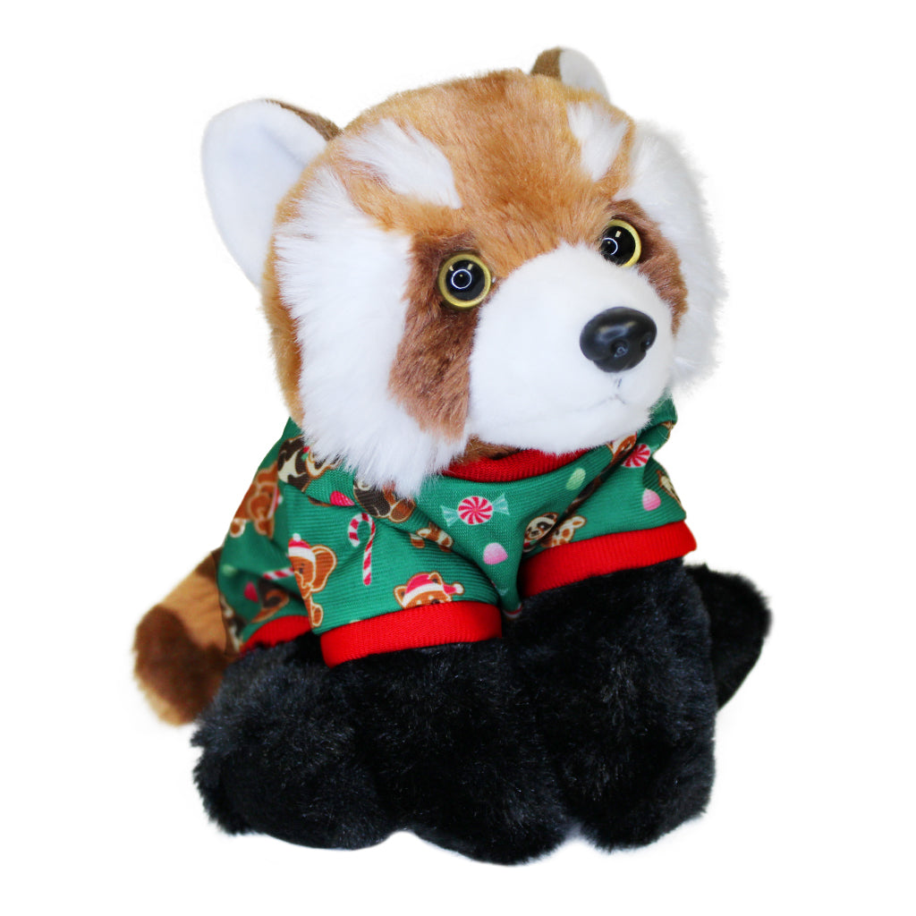 WILDLY SWEET RED PANDA PLUSH WITH GINGERBREAD ZOO ANIMAL PAJAMAS 