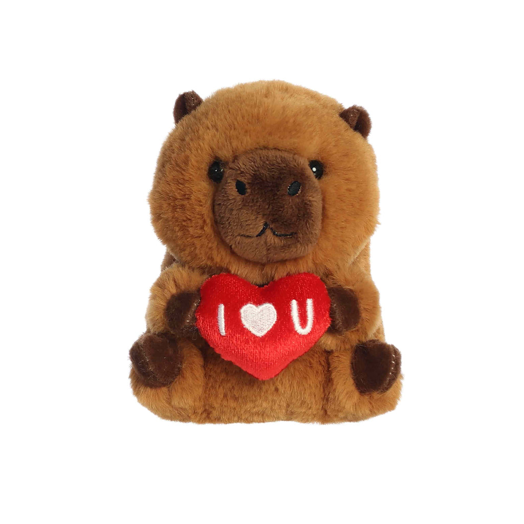 PLUSH SITTING CAPYBARA WITH I LOVE YOU VALENTINES HEART PELUCHES STUFFY PLUSHY
