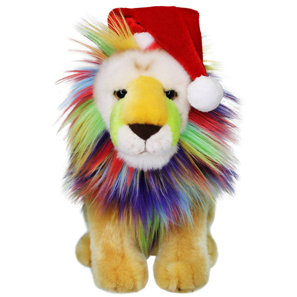 Colorful Lion Santa Hat Plush