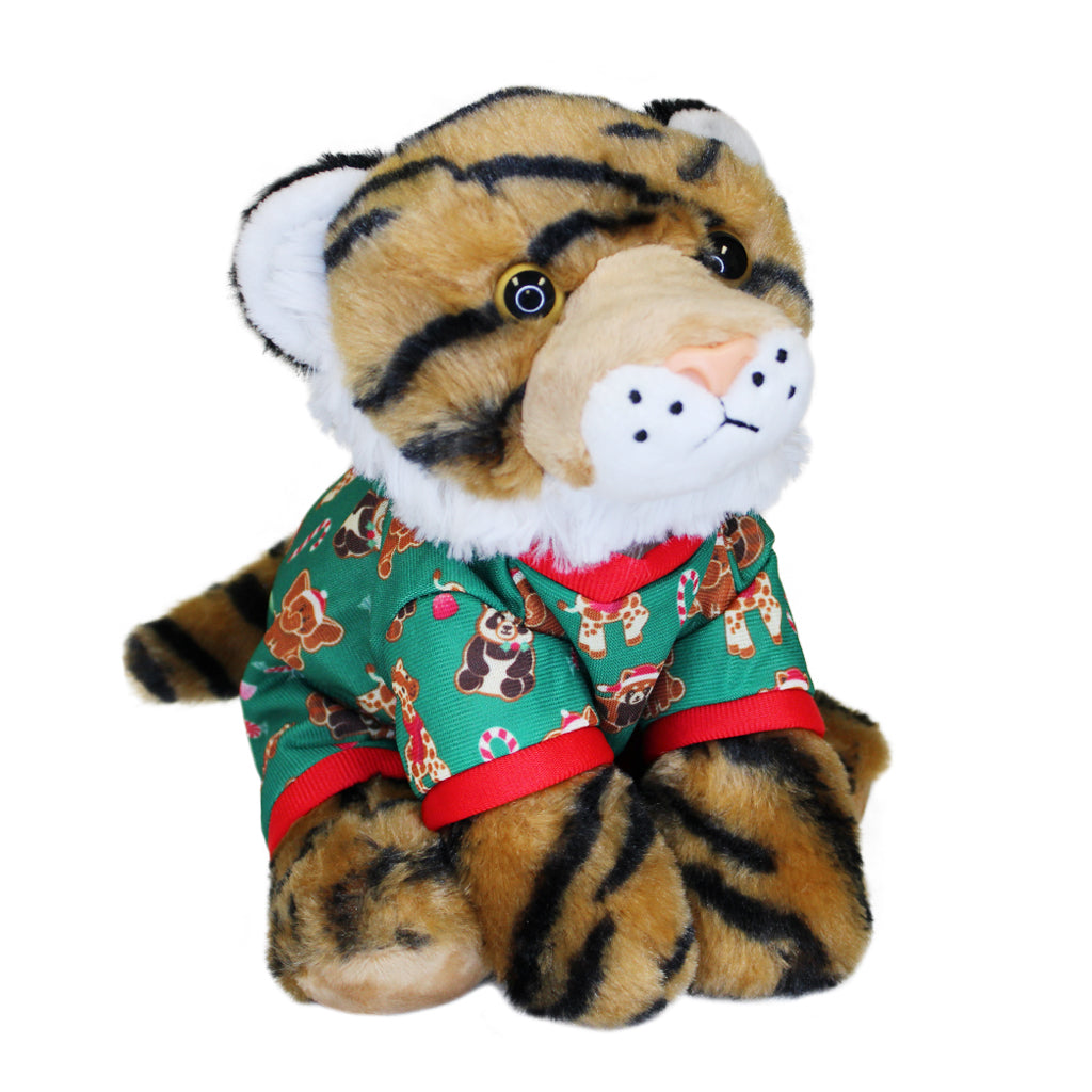 WILDLY SWEET PLUSH TIGER WITH GINGERBREAD ZOO ANIMAL PAJAMAS PELUCHES STUFFY